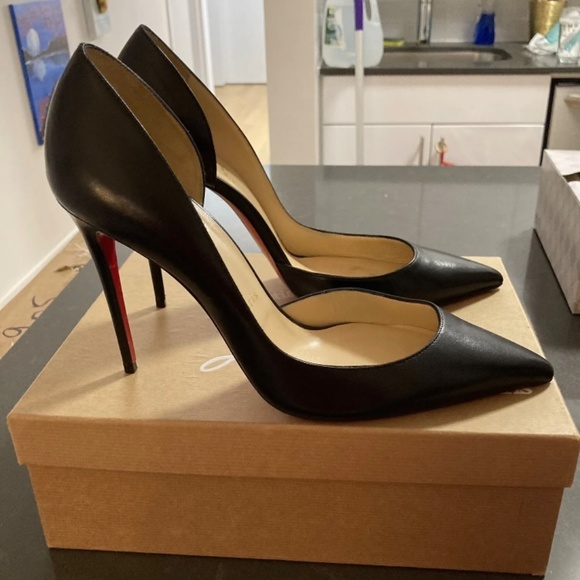 Christian Louboutin Iriza 100 Nappa Shiny Black Stilleto Heels Size 41.5 / 11.5 - Picture 5 of 13